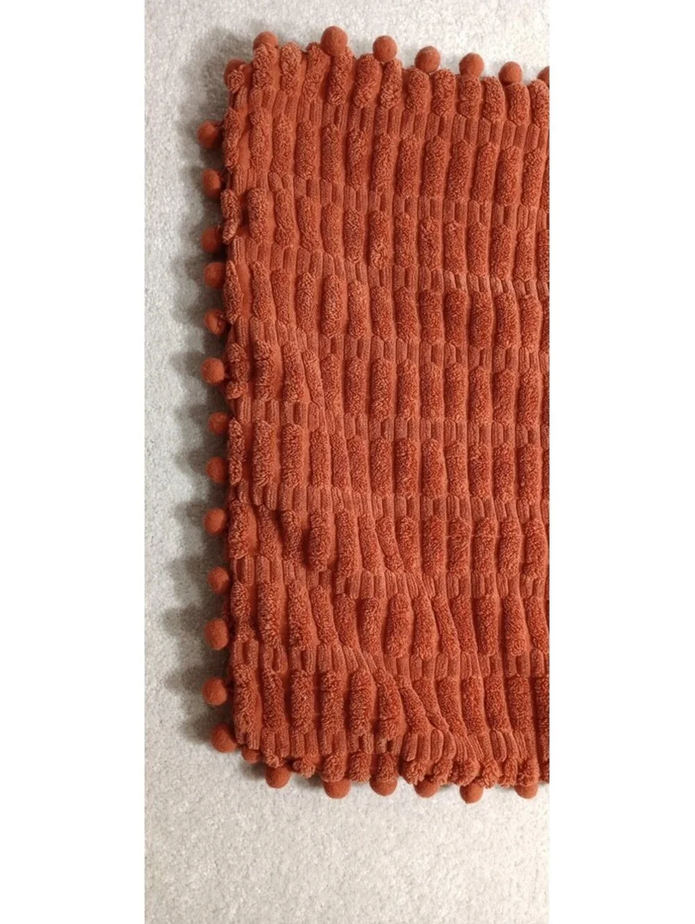 Rust BOHO Pom Pom Throw Pillow Covers 18x18 Set of 4 Soft Textured Orange